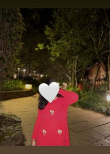 Red Knit Sweater Dress with Bows
