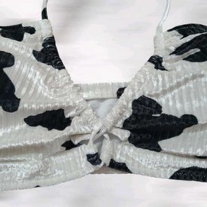 Cow Print Halter Bikini Top new WNOT