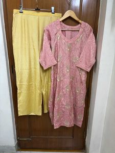 Kurta Set with Sequins &amp; Embroidery