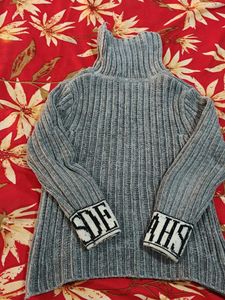Gray Turtleneck Sweater For 3-5 Years Baby