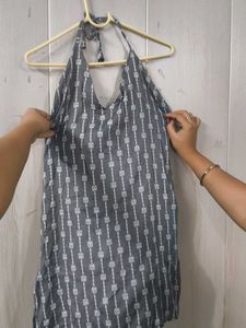 Grey Halter Neck Kurti with Corset back