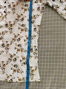 White Floral Print Kurta