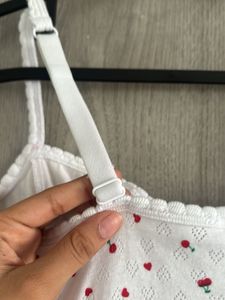 Cute White Corset Top with Cherry Print