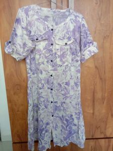 Purple Floral Shirt Dress