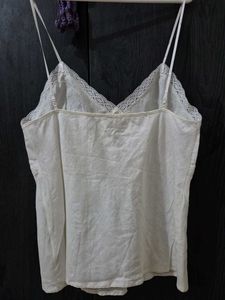 White Lace Trim Cami Top