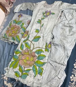 Floral painting suit with Dupatta