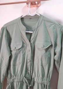 Unused Olive Color Denim Stretchable Midi
