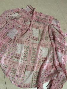 Soft Pink Printed Stretch Top