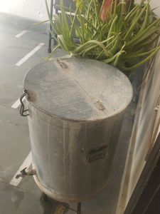 Heavy Tin Metal Storage Container With Water Tap.
