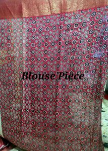 Elegant Cream &amp; Red Silk Saree