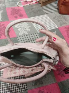 Chic Pink Handbag with Scarf Accent