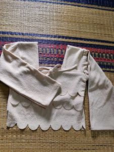 Cream Scalloped Neck Blouse