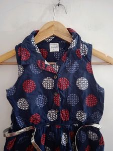 Dark blue Girls Printed Frock (Kids)