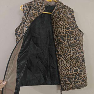 Animal Print Puffer Vest