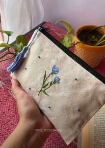 Handmade Embroidered Floral Pouch