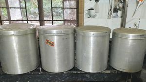 Set of 4 Vintage Metal Kitchen Canisters