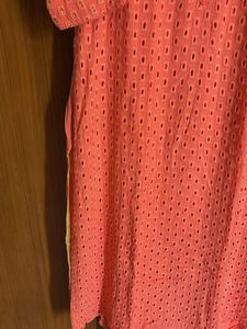 Orange Eyelet Kurta with Tassels