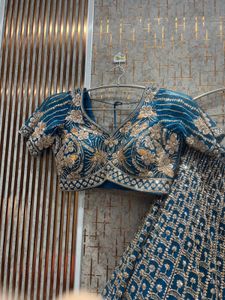 Stunning Teal Embroidered Lehenga Set