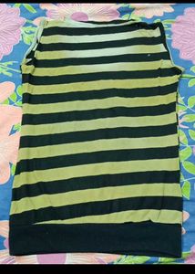 Purple Long Sleeve T-Shirt &amp; Green Stripped top