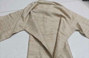 Men's Beige Textured Kurta
