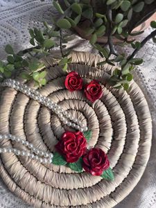 Red Rose Pearl Jewellery Set