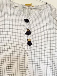 Black and white check kurta