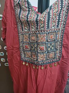 Embroidered Red Kurta
