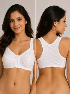 White Lace Front-Closure Bra