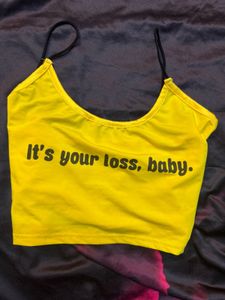 Yellow Graphic Print Crop Top