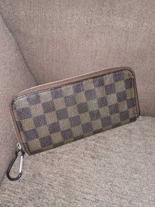 Classic Checkered Zip-Around Wallet