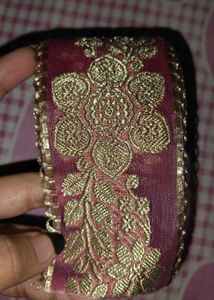 zari banarsi net pink broad lace dress material