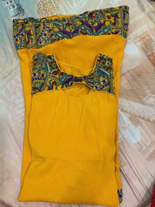 Vibrant Yellow Kurta Set with Paisley Print