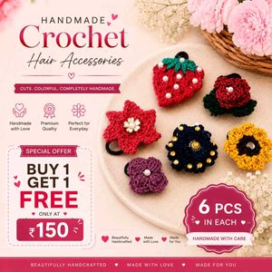 Handmade Crochet Hair Accessories - 6 Pcs
