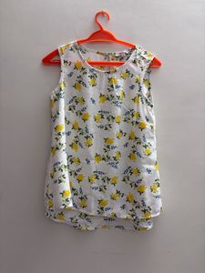 White Floral Sleeveless Top
