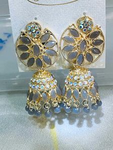 Elegant Grey Jhumka Earrings