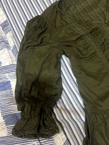 Olive Green Ruffle Blouse