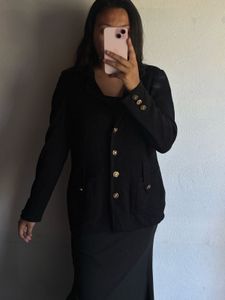 Elegant Black Blazer with Gold Buttons