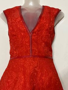 Branded Vibrant Red Lace mini Dress