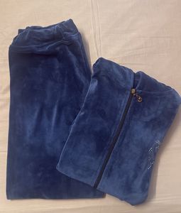 Cozy Blue Velvet Tracksuit Set