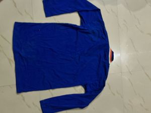 Men's Blue Printed Full Sleeve T-Shirt