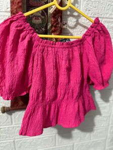 Vibrant Pink Crinkled Top