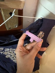 Elegant Navy Kurta with Gold Embroidery