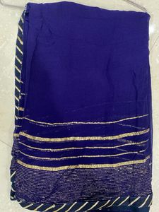 Blue Chiffon Saree with Blouse