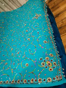 Price drop!!.Exquisite Teal handwork Saree