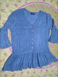 Blue Bell Sleeve Peplum Top