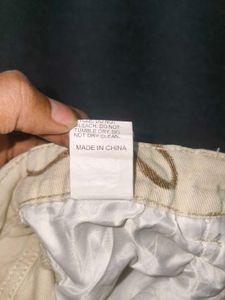 SHEIN Y2K Floral Outline Wide Leg Jeans (Beige)