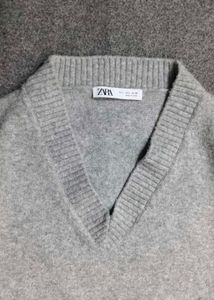 Zara Grey V-Neck Oversized Jumper