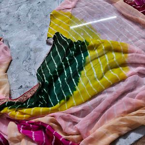 Vibrant Tie-Dye Saree