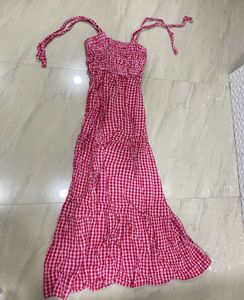 Pink Checked Summer Dress