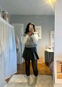 Grey embellished oversized top
